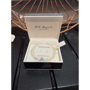 New- R.H. Macy's White Freshwater‎ Pearls BRACELET ONLY- Sterling Silver NIB